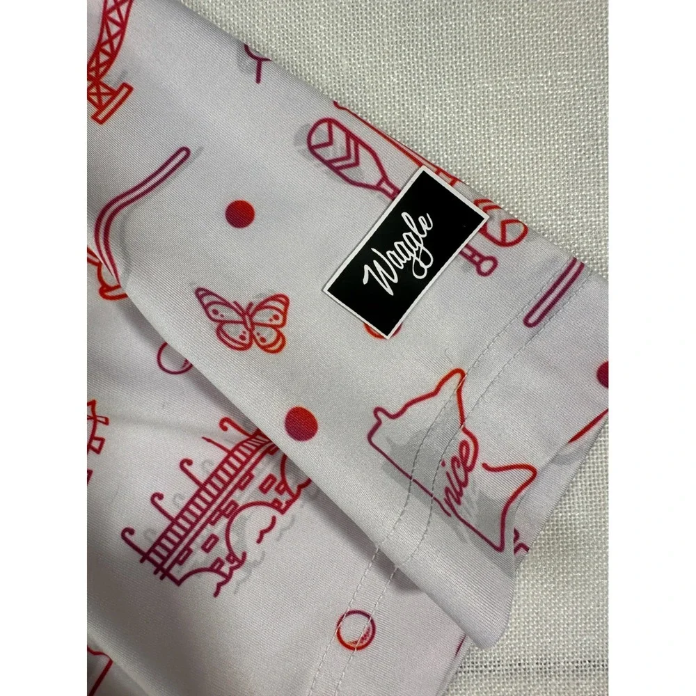 Waggle Golf Mens Minnesota You Betcha Performance Polo Shirt White Red Large - Picture 5 of 7